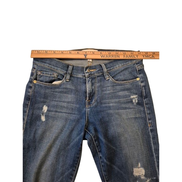 FRAME le Skinny de Jeanne Distressed Dark Wash Jeans Stretch Denim Jeans Sz 26 - Picture 3 of 7